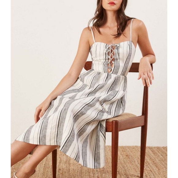 Reformation Dresses & Skirts - Reformation Striped Linen Midi Dress